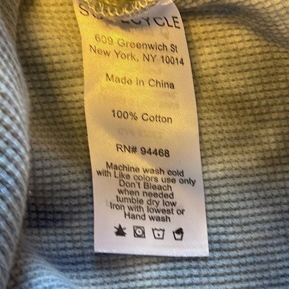 SoulCycle Julia Cropped Waffle Sweatshirt Long Sleeve Top Blue Black Small - Picture 7 of 7